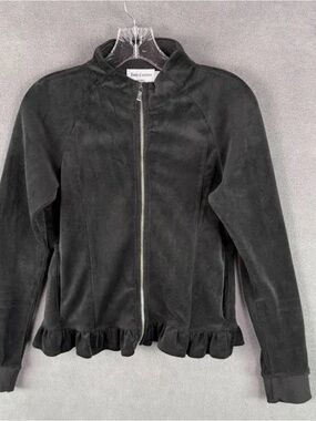 Juicy Couture Black Velvet Zip-Front Peplum Jacket NWOT